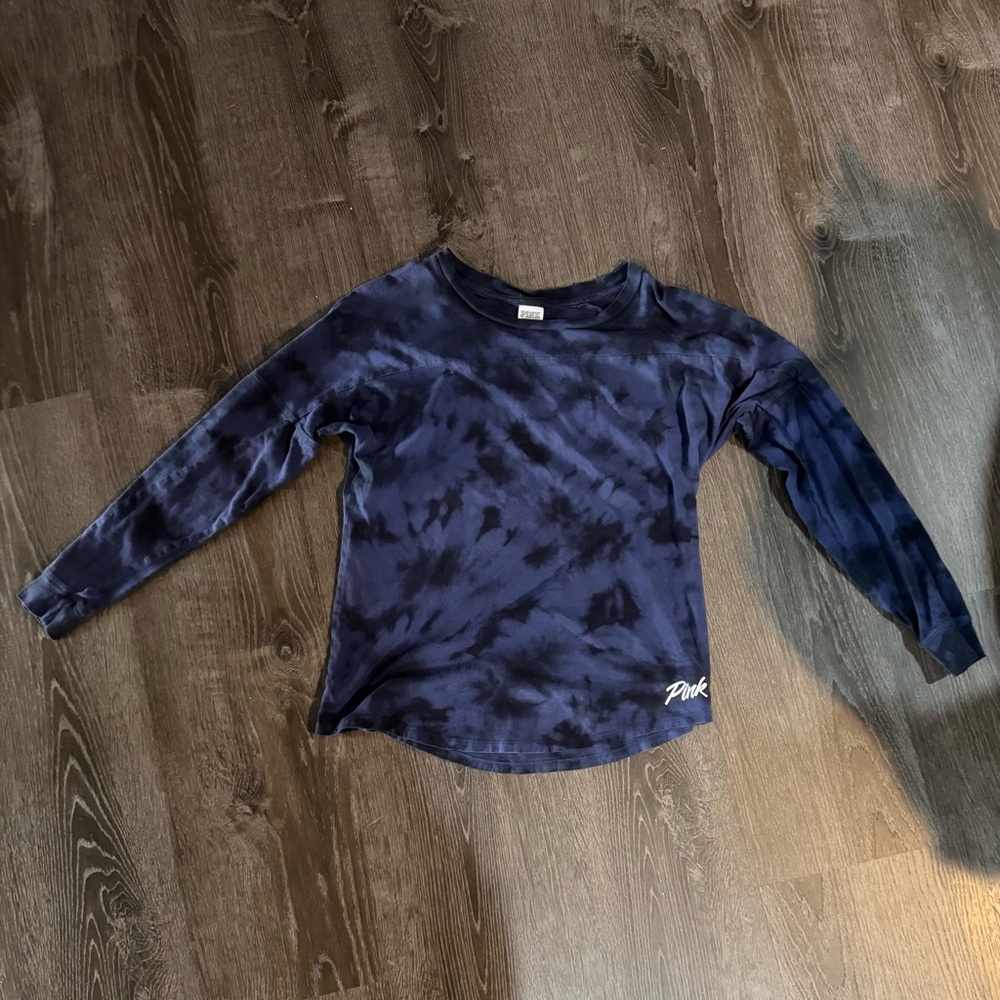 PINK Victoria's Secret Blue Tie-Dye Long Sleeve Tee